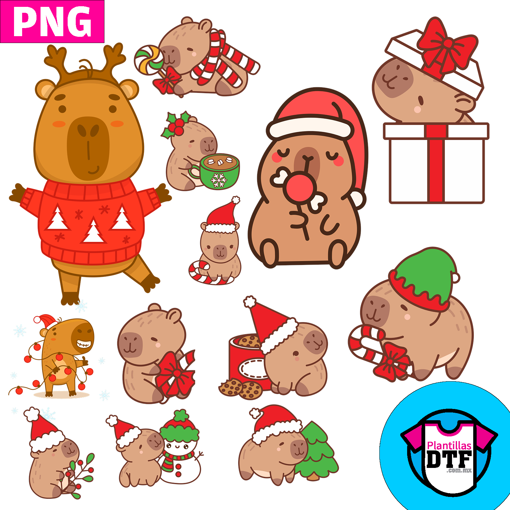 CAPIBARA NAVIDAD PNG – PlantillasDTF