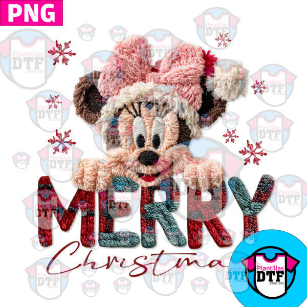 MINNIE MOUSE FELIZ NAVIDAD BORDADO CROCHE PNG DTF