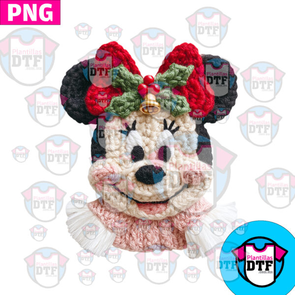 MINNIE MOUSE MOÑO BORDADO CROCHE PNG DTF