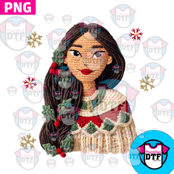 POCAHONTAS BORDADO CROCHE PNG DTF