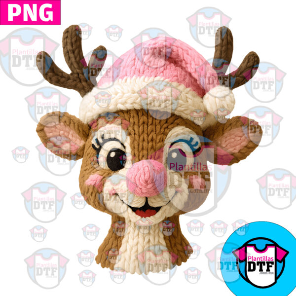 RENO NAVIDEÑO BORDADO CROCHE PNG DTF